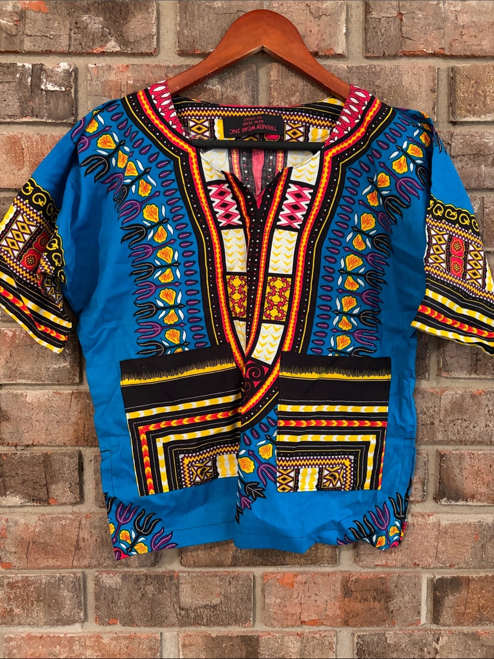 Vibrant Blue Dashiki-Style Kids Top
